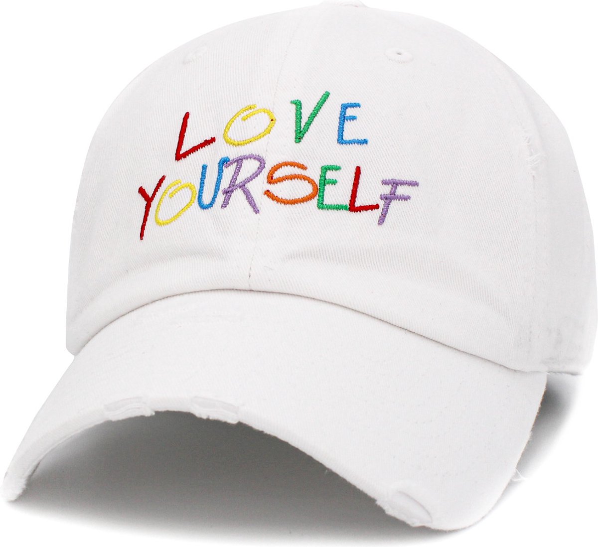 KB-ETHOS® Baseball Cap - KB3038 WHT - Love Yourself - Distressed Washed - One Size - Wit