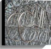 WallClassics - Toile - Supports remplis de Roues de bicyclette - 30x30 cm Photo sur toile Peinture (Décoration murale sur toile)