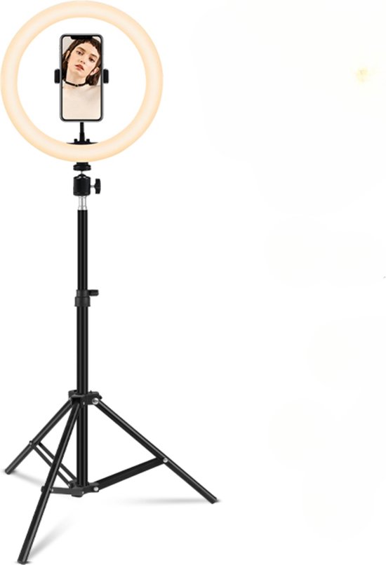 Foto: Ringlamp met statief en telefoonhouder flits diameter 26cm led