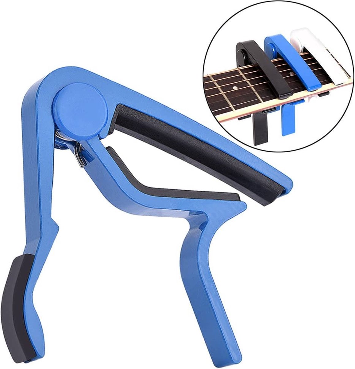 *** Premium Gitaar Capo Blauw - Professionele Capo - Gitaarklem - Elektrische - Akoestische - Klassieke - van Heble® ***