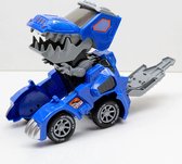 Transformerende Dinosaurus Auto met Licht en Muziek - Veilig en Educatief Speelgoed op Batterijen voor Kinderen | Verbetert Motorische Vaardigheden en Sensopatisch Spelen | Blauw