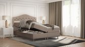 Boxspring Mars Velvet Beige 160x200cm - compleet bed met opbergruimte - zetels en bedden