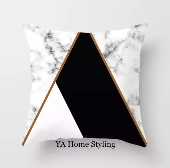 YA Home Styling - Sierkussen 45x45 cm - Goud Geometrisch Marmer