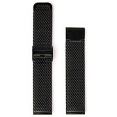 Milanese Mesh Grof Geweven Horlogebandje Roestvrij Staal + opening tool - Zwart 18mm