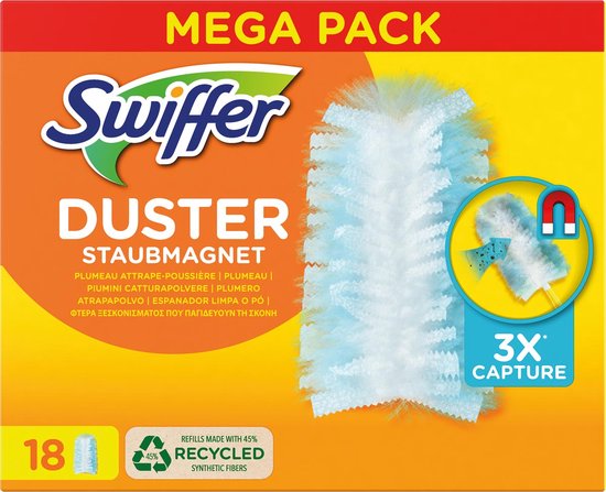 Swiffer - Attrape & Retient - 3 x 18 Recharges Dépoussiérantes