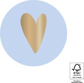 Sluitsticker - Sluitzegel Gouden Hart Glans | Licht Baby Blauw – Goud | Bedankje – Envelop | Hart - Hartje | Chique | Envelop stickers | Cadeau – Gift – Cadeauzakje – Traktatie | Chique inpakken | DH Collection