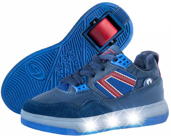 Breezy Rollers Kinder Sneakers met Wieltjes - Blauw LED - Schoenen met wieltjes - Rolschoenen - Maat: 36