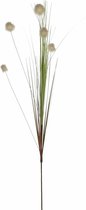 Mica Decorations - Rietgras kunstplant losse steel/tak - groen/pluis bollen wit - 84 cm