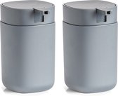 Zeller Zeeppompje/dispenser - set van 2x - kunststof - grijs - 12 cm - modern