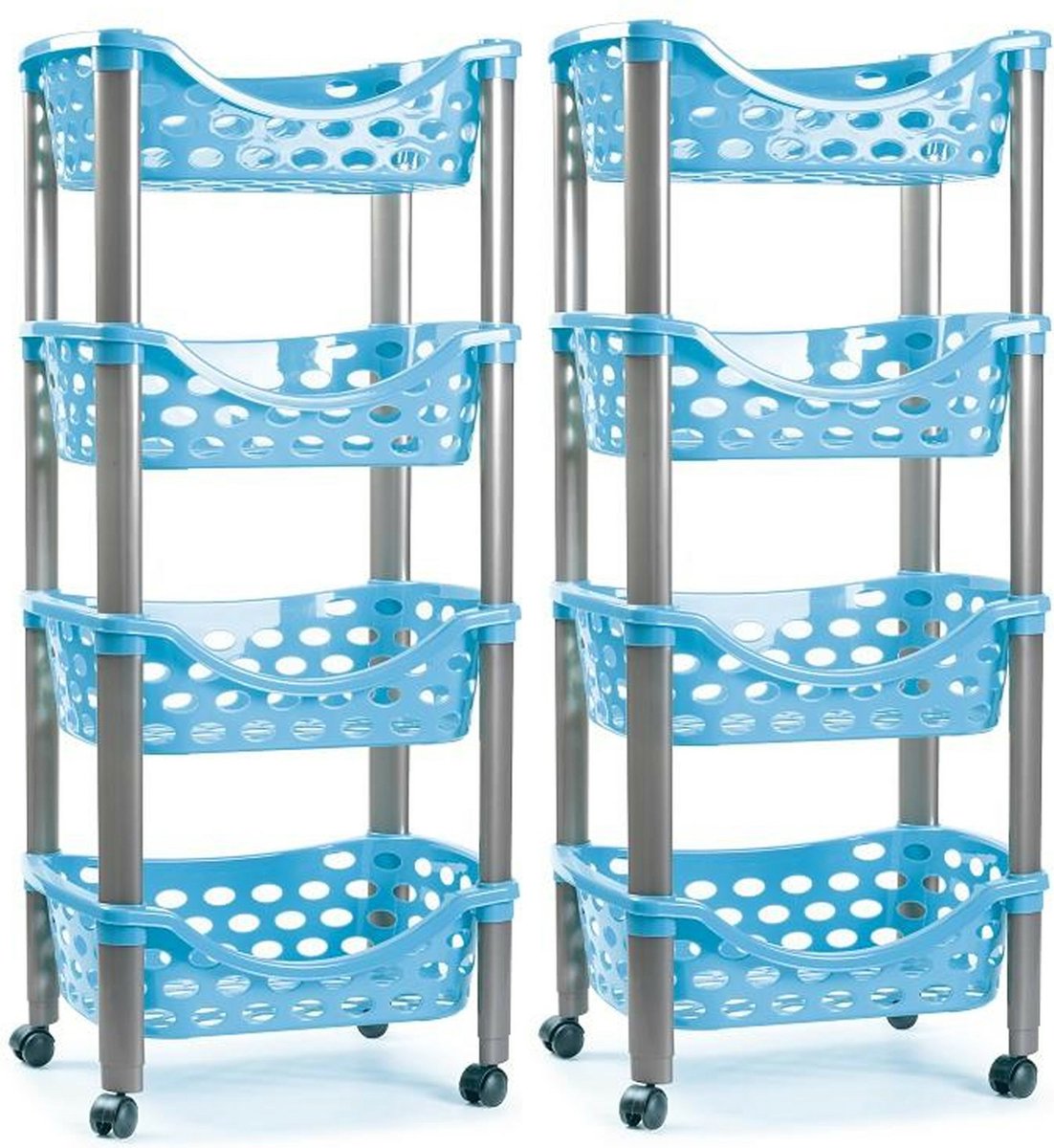PlasticForte - keukentrolley - 2x - kunststof - blauw - 40 x 88 cm