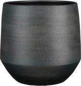 Mica Decorations - Cache-pot/pot de fleur - terre cuite - relief noir - D37/H34 cm