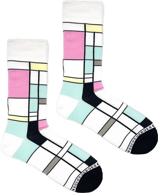 Heroes On Socks Mondriaan Pink Sokken | Maat 41-46