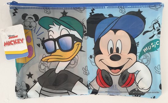 Mickey Mouse Federmäppchen – Mehrfarbig, Mit 2 Reißverschlüssen, Gefüllt Mit Mickey-Motiven