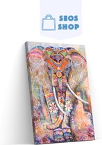 SEOS Shop ® Diamond Painting Volwassenen - Diamond Painting Kinderen - Diamond Painting Pakket Volledig - Kleurrijke Olifant - 40x50 cm