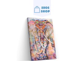SEOS Shop ® Diamond Painting Volwassenen - Diamond Painting Kinderen - Diamond Painting Pakket Volledig - Kleurrijke Olifant - 40x50 cm