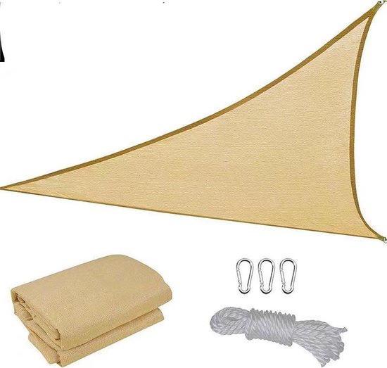 Toivo Schaduwdoek Driehoek 3,6 x 3,6 x 3,6 Meter - Crème - HDPE Materiaal - Incl. Touw En Karabijnhaken - Schaduwdoeken - Schaduwnet - Zonwering