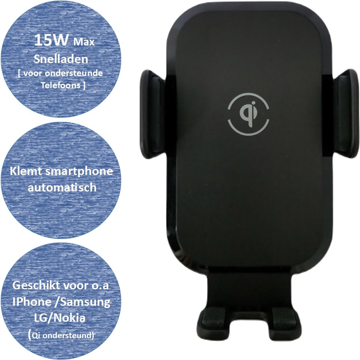 Draadloze telefoonlader auto - telefoonhouder - draadloze autolader - qi - smartphone - opladen