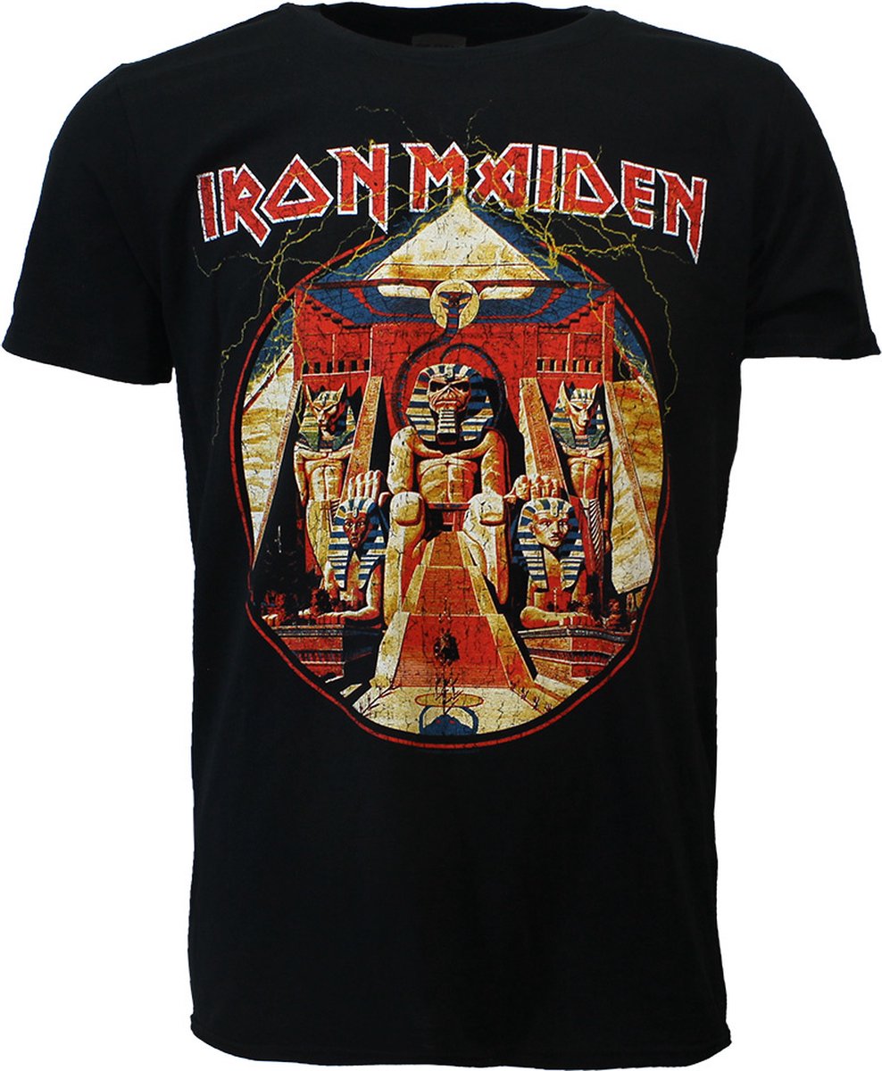 Iron Maiden Powerslave Bliksem Cirkel T-Shirt - Officiële Merchandise - S