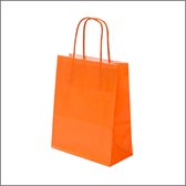 Oranje Kraft Tas M (Medium) - 50 Stuks - Papieren Draagtas met Gedraaid Papieren Koord - Hoogwaardig Kraft Papier - 100 grams Dikte - Compact en Stijlvol - Ideaal voor Kleine Aankopen en Geschenken
