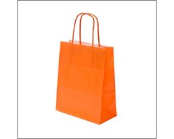 Oranje Kraft Tas M (Medium) - 50 Stuks - Papieren Draagtas met Gedraaid Papieren Koord - Hoogwaardig Kraft Papier - 100 grams Dikte - Compact en Stijlvol - Ideaal voor Kleine Aankopen en Geschenken
