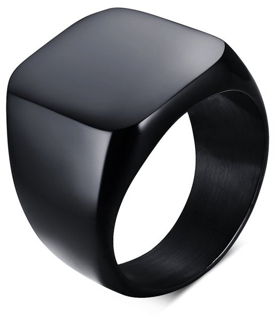 Zegelring Heren Zwart - 16-23mm - Ringen Mannen - Heren Ring Heren - Zegelring Dames - Cadeau voor Man