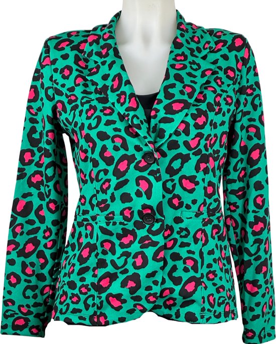 Angelle Milan - Groen-fuchsia print blazer voor Dames - Travelstof -  Comfort -... | bol.com