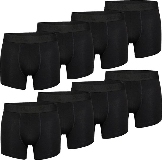 Phil & Co Zwarte Boxershorts Heren Multipack 8-Pack Zwart - Maat M | Onderbroek
