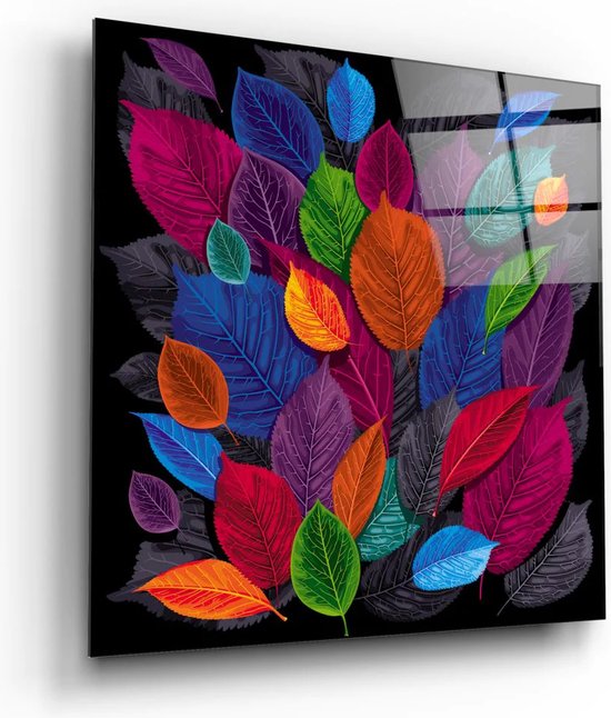 Insigne Glazen Schilderijen - Bladeren - Kleurrijke Bladeren