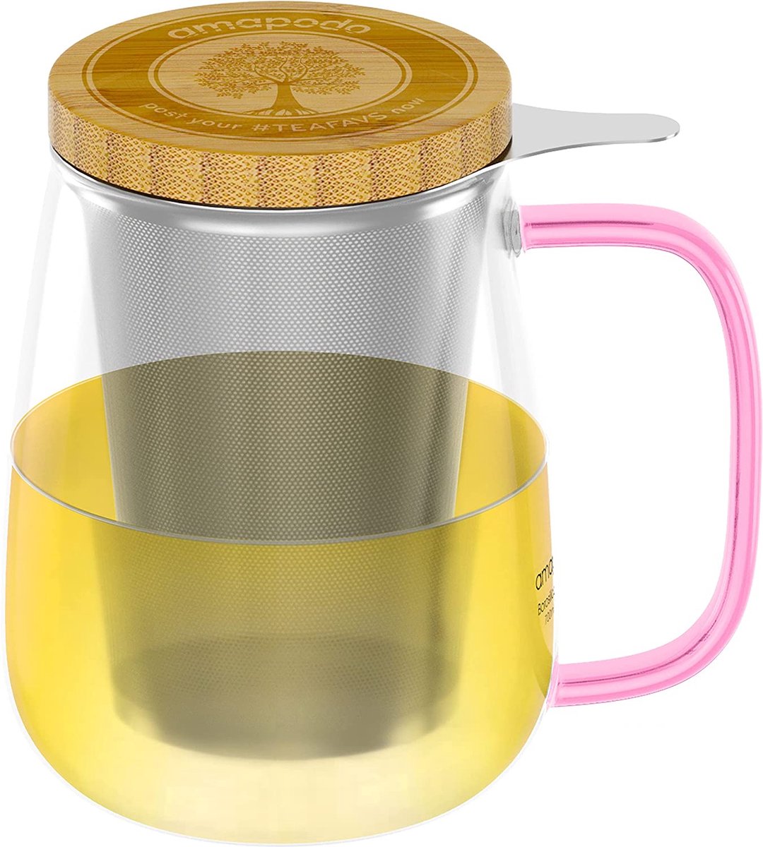 Teeglas XXL 700ml mit Sieb und Deckel für Teeliebhaber*innen