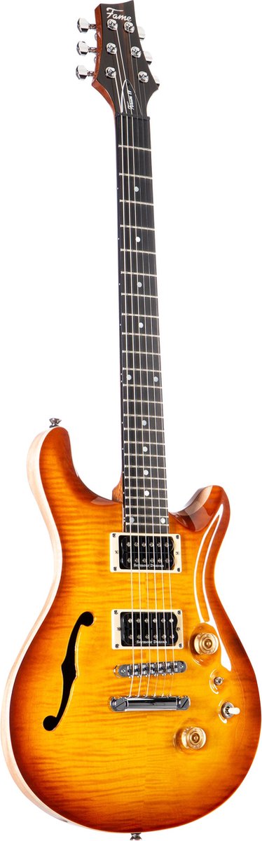 Fame Forum IV Modern Semi-Hollow Honey Burst Highgloss - Elektrische gitaar