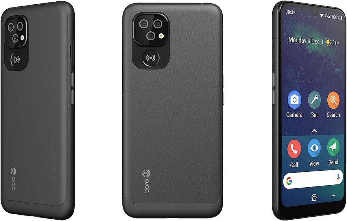 DORO8100 PLUS SENIORENSMARTPHONE BUNDLE INCL ZWART HOESJE EN LAADCRADDLE (6.1") Dual SIM Android 11 Go Edition 4G USB Type-C 2 GB 32 GB 3000 mAh Grijs