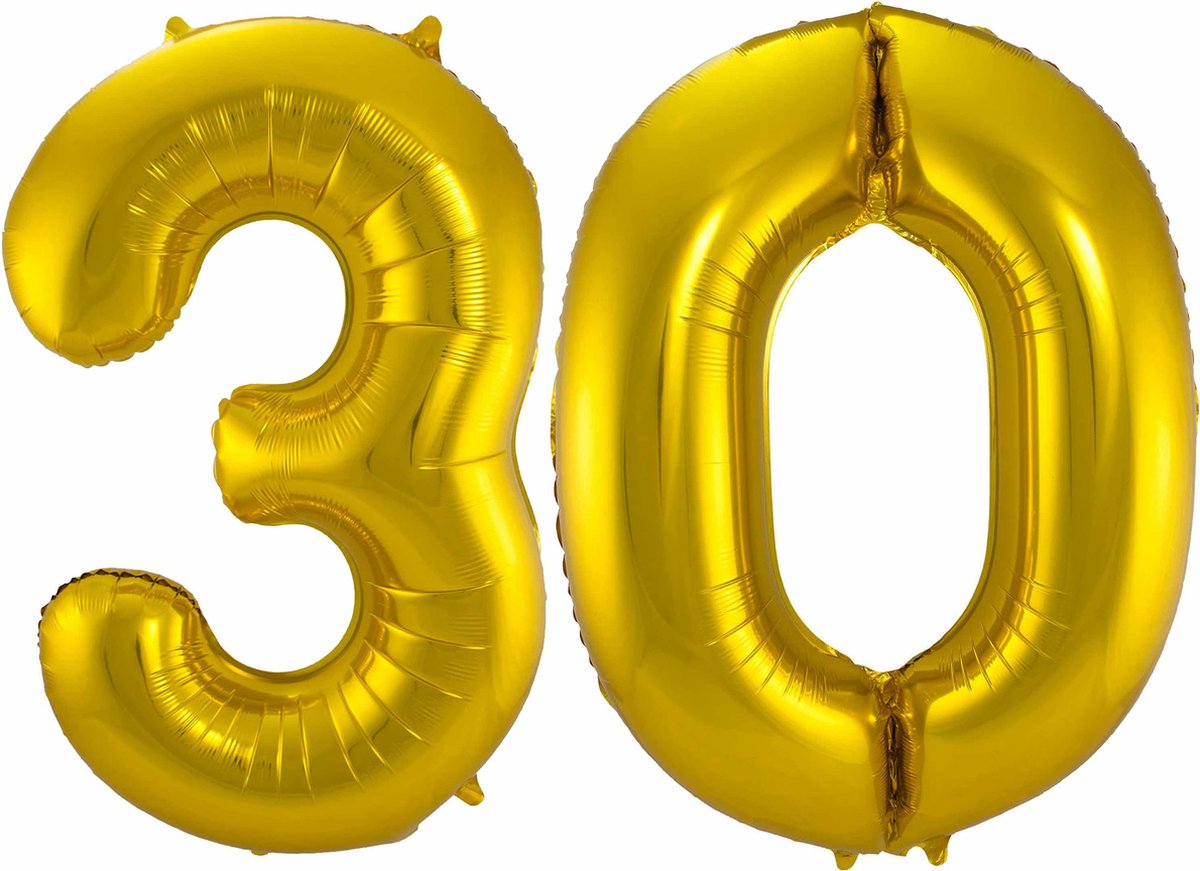 Folat Folie ballonnen - 30 jaar cijfer - goud - 86 cm - leeftijd feestartikelen - verjaardag versiering