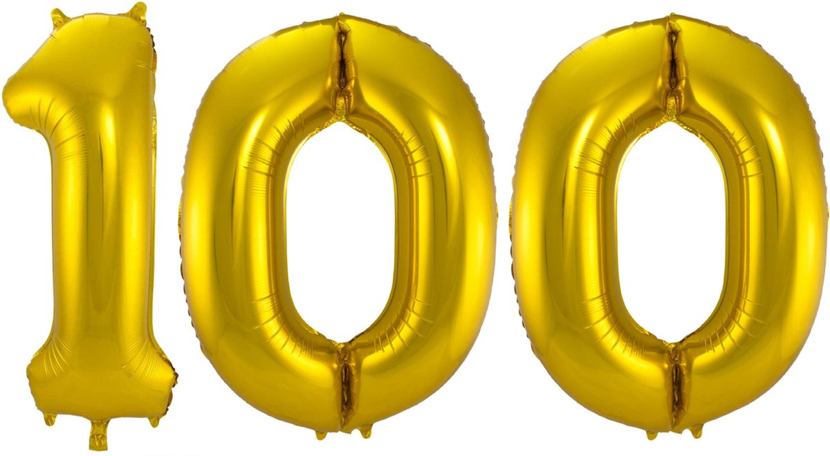 Folat Folie ballonnen - 100 jaar cijfer - goud - 86 cm - leeftijd feestartikelen - versiering