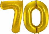 Folat Folie ballonnen - 70 jaar cijfer - goud - 86 cm - leeftijd feestartikelen