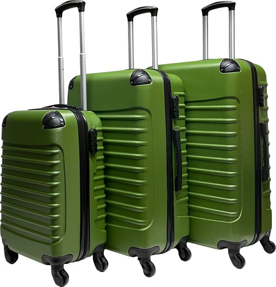 Ensemble de valise ABS 3 pièces Castillo Trimix - Vert