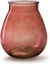 Jodeco Bloemenvaas druppel vorm - rood/transparant glas - H22 x D20 cm
