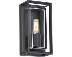 KS Verlichting - wandlamp - Eaton - zwart - buitenlamp - E27 - strak - modern - aluminium - Borosilicaat Glas