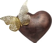 LBM mini urn hart met vlinder - koper - 450 ml - duurzaam kunststof