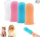 4 stuks Siliconen Honden tandenborstel - Tanden Borstel Hond - Silicone Dog Tootbrush - Multikleur