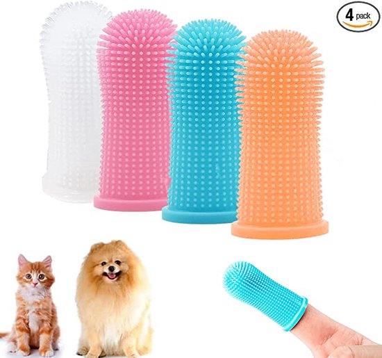 Foto: 4 stuks siliconen honden tandenborstel tanden borstel hond silicone dog tootbrush multikleur