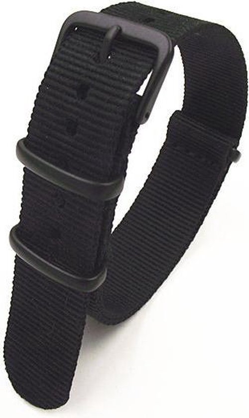 Premium Black Nato strap 22mm - Horlogeband Zwart - Merkloos