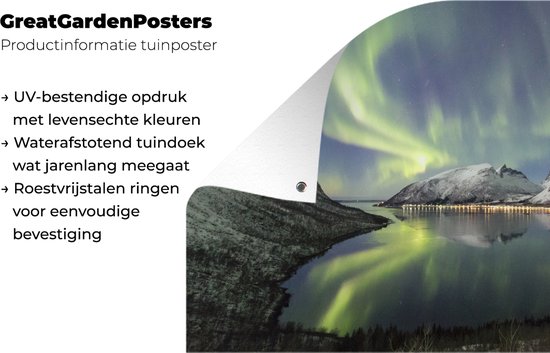 Affiche de jardin Aurores Boréales - Mer - Montagnes - 80x40 cm