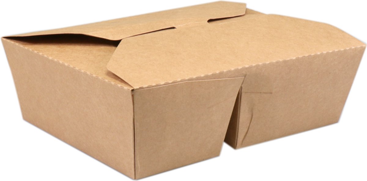 Biodore Bak - Kraftpapier + PLA - 2-vaks - maaltijdbox - 215x158x65mm - bruin - Voordeelverpakking - 4 x 50 stuks