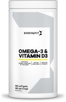 Body & Fit Omega-3 & Vitamine D3 - Visolie Capsules - Vitamine D3 1000 IU - 180 stuks