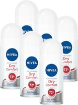 Bol.com NIVEA Dry Comfort Deodorant Roller - 6 x 50 ml - Voordeelverpakking aanbieding