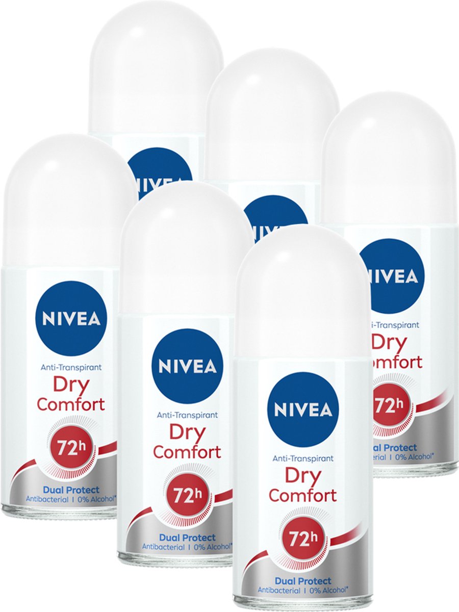 NIVEA Dry Comfort Deodorant Roller - 6 x 50 ml - Voordeelverpakking - NIVEA