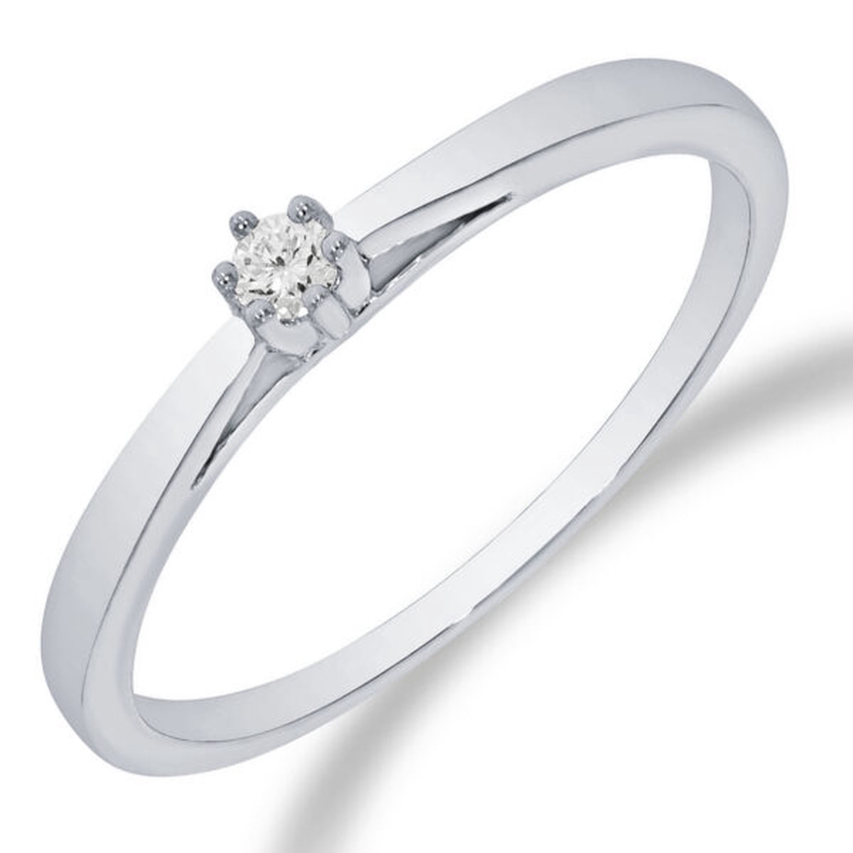Witgouden verlovingsring - 14 karaat - damesring - diamant - mt 54 - sale Juwelier Verlinden St. Hubert – van €489,= voor €389,=