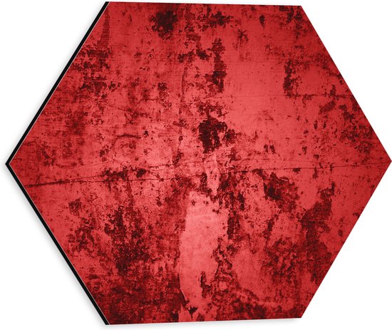 Dibond Hexagon - Rode Muur met Textuur - 30x26.1 cm Foto op Hexagon (Met Ophangsysteem)