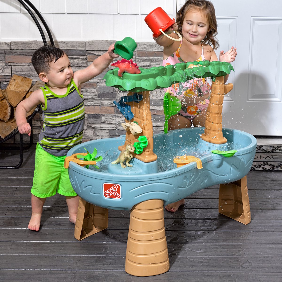 Step2 Dino Showers Watertafel - incl. 13-delig accessoireset - Waterspeelgoed voor kind - Activiteitentafel met water voor de tuin / buiten — afbeelding 16