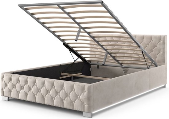 CARO-Möbel Nebraska Gestoffeerd bed, bedframe 120 x 200 cm eenpersoonsbed, designbed inclusief lattenbodem, textielbekleding in grijs CARO-Möbel Nebraska Gestoffeerd bed, bedframe 120 x 200 cm eenpersoonsbed, designbed inclusief lattenbodem, textielbekleding in grijs